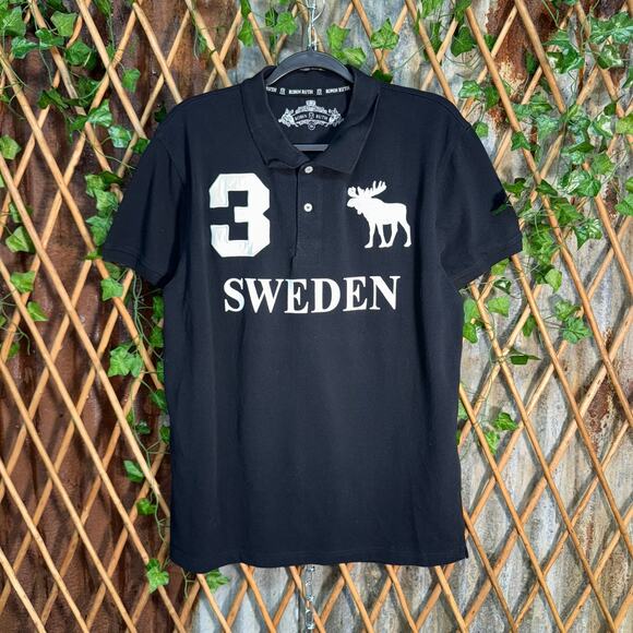 Vintage Y2K Sweden Moose embroider polo chief keef t-shirt - Picture 1 of 4